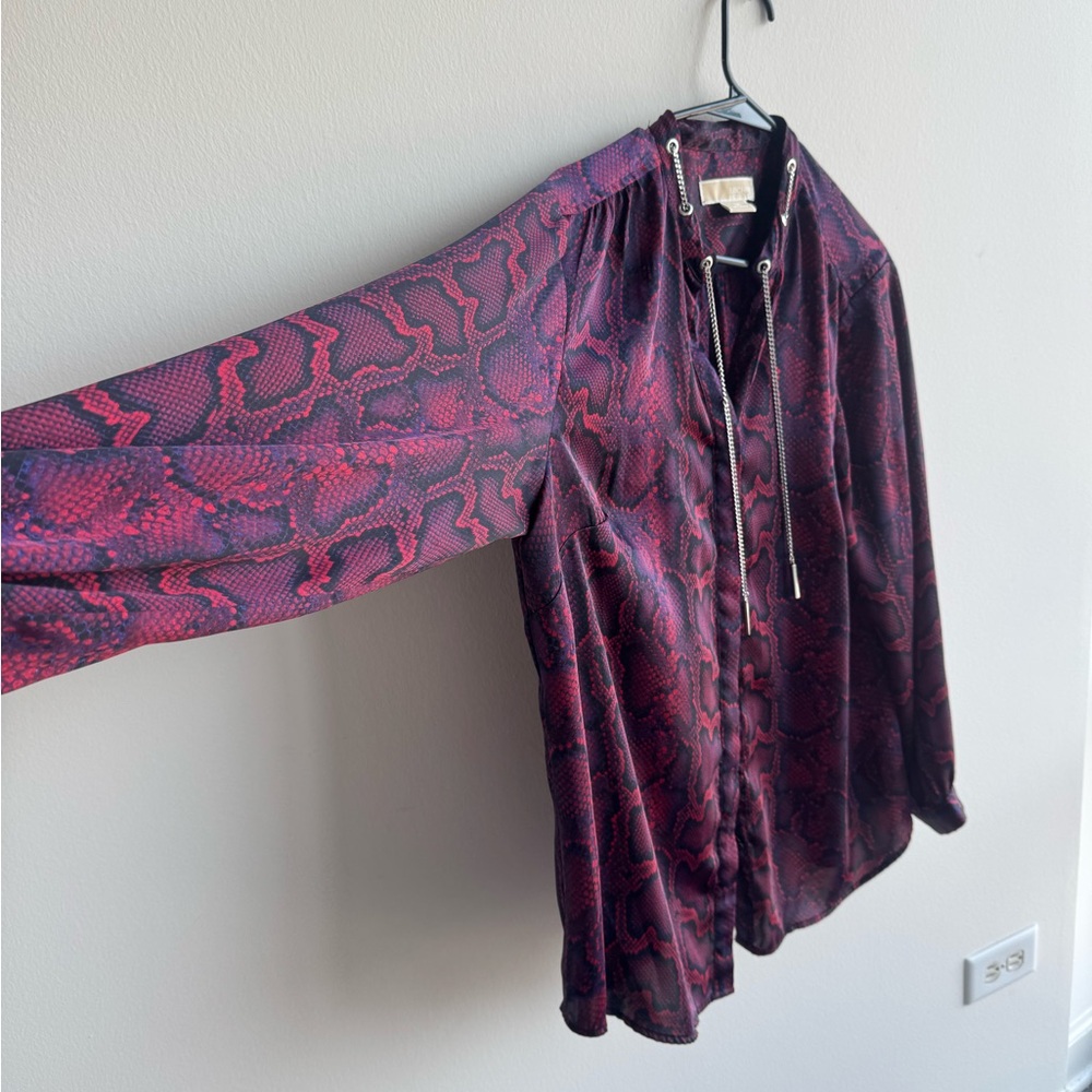 Michael Kors Red & Purple Snake Print Y2K Blouse Mob Wife Vibe